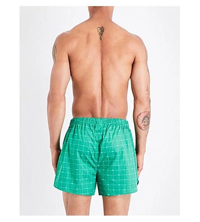 Shop Lacoste Crocodile Check Boxer Shorts In Green Black