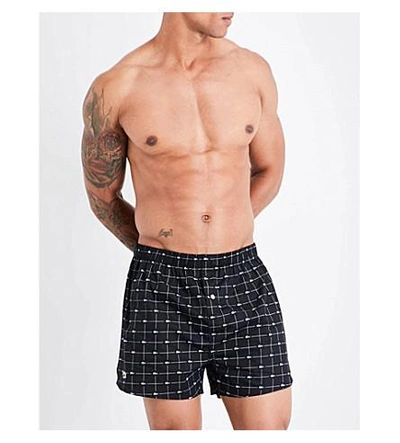 Shop Lacoste Crocodile Check Boxer Shorts In Green Black