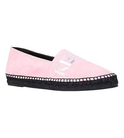 Shop Kenzo Mirrored-logo Suede Espadrilles In Pale Pink