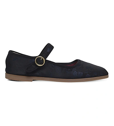 Alexa Chung Mary-jane Leather Ballet Pumps In Blk/blue