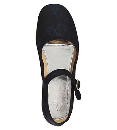 Shop Alexa Chung Mary-jane Leather Ballet Pumps In Blk/blue
