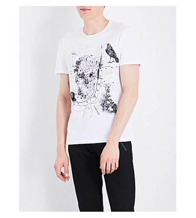 Shop Alexander Mcqueen Skull Map-print Cotton-jersey T-shirt In White/black