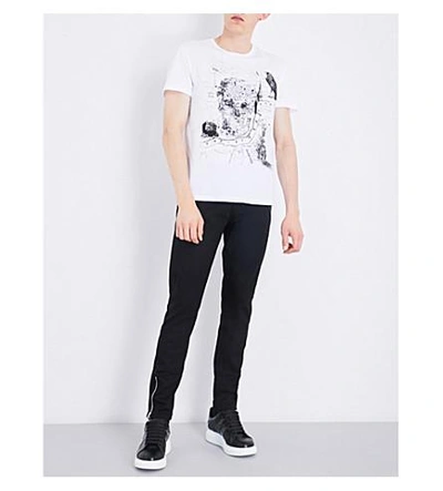 Shop Alexander Mcqueen Skull Map-print Cotton-jersey T-shirt In White/black