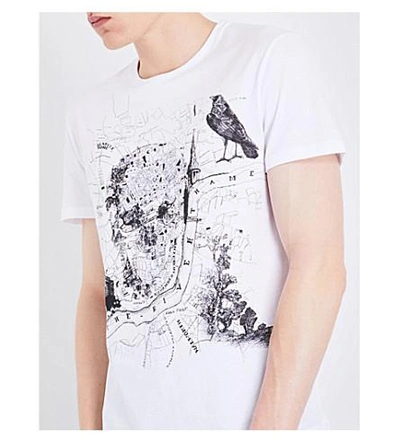 Shop Alexander Mcqueen Skull Map-print Cotton-jersey T-shirt In White/black