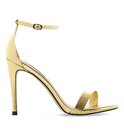 Steve Madden Stecy Metallic Faux-leather Sandals In Gold-synthetic