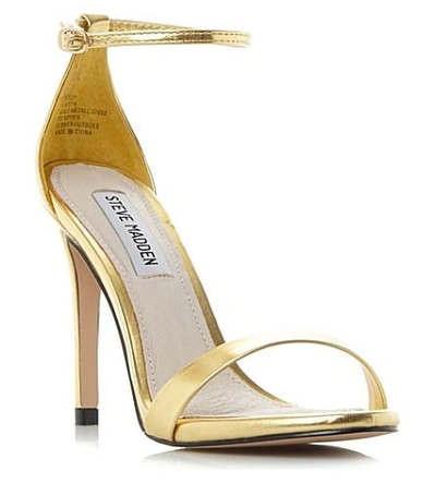 Shop Steve Madden Stecy Metallic Faux-leather Sandals In Gold-synthetic