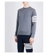 THOM BROWNE Striped-sleeve wool sweater