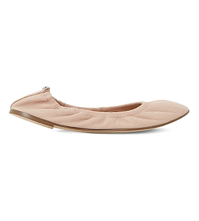 Dune History Leather Ballerina Pumps In Nude-leather