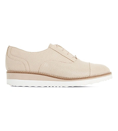 Dune Furley Reptile-effect Leather Flatforms In Nude-reptile