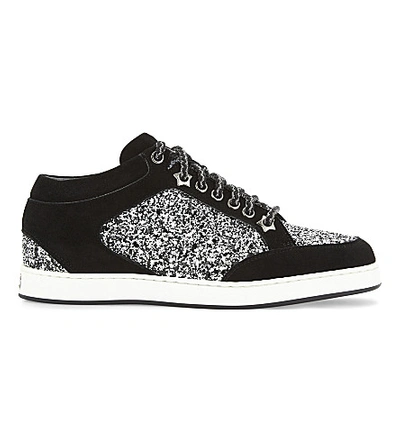 Jimmy Choo Miami Leather And Glitter Trainers In Black & White