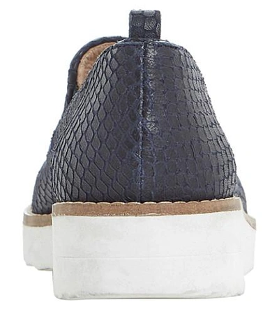 Shop Dune Guise Leather Flatform Slippers In Navy-reptile