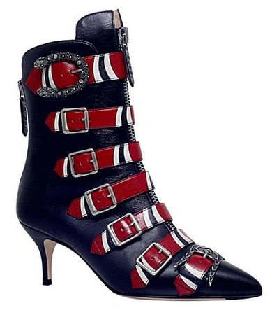 Shop Gucci Susan Buckled Leather Boots In Blk/other