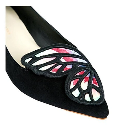 Shop Sophia Webster Bibi Butterfly Suede Flats In Black/comb