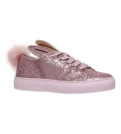 Shop Minna Parikka Tail Pom-pom Glitter Trainers In Pale Pink