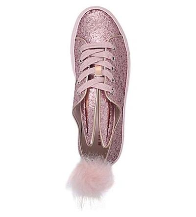 Shop Minna Parikka Tail Pom-pom Glitter Trainers In Pale Pink