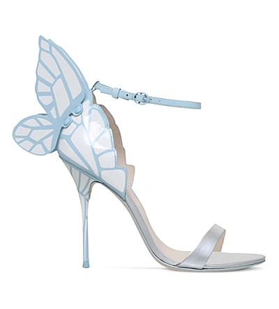 Sophia Webster 'evangeline' 3d Glitter Angel Wing Mirror Leather Sandals In Pale Blue