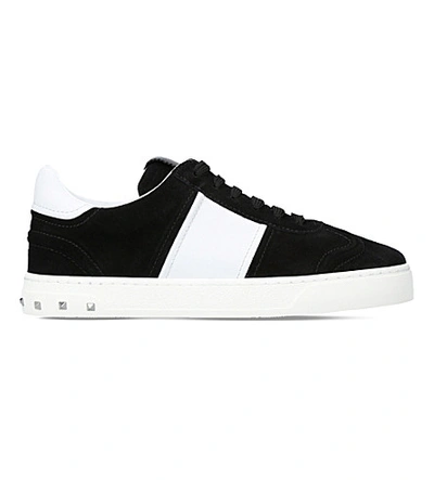 Shop Valentino Fly Crew Suede Trainers In Blk/white