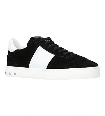 Shop Valentino Fly Crew Suede Trainers In Blk/white