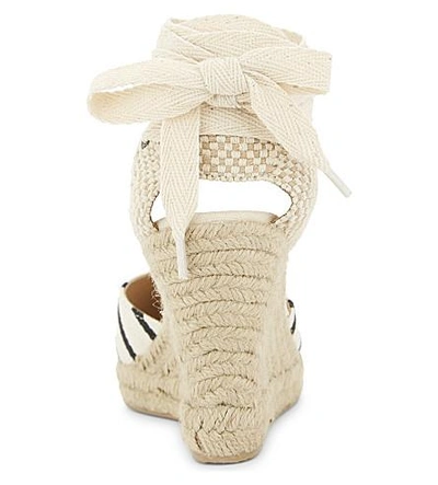 Shop Soludos Striped Espadrille Wedge Sandals In Black Natural 004