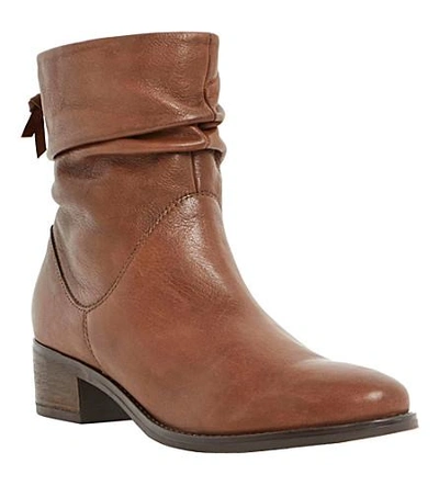 Shop Dune Pager Ruched Leather Ankle Boots In Tan-leather