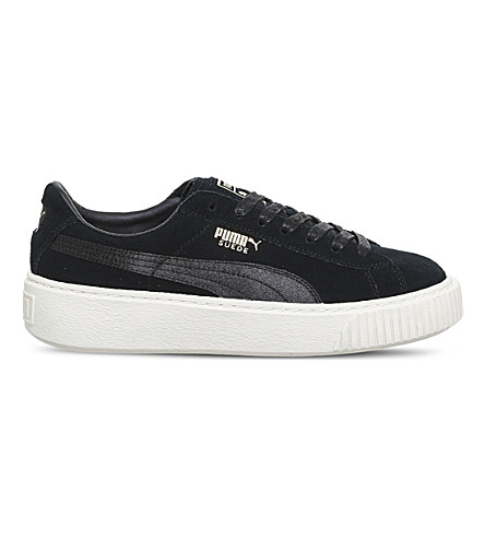 puma suede platform black gold