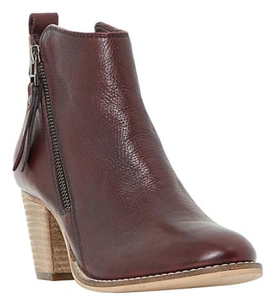 Shop Dune Pontoon Leather Ankle Boots In Burgundy-leather