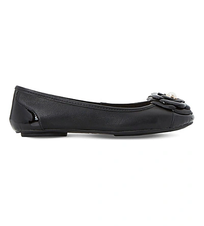 Dune Hyacinth Leather Ballet Flats In Black-leather