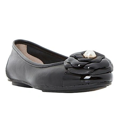Shop Dune Hyacinth Leather Ballet Flats In Black-leather