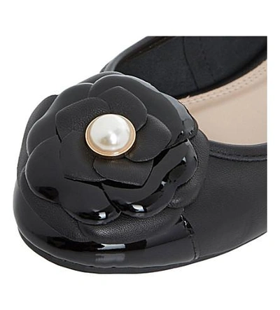 Shop Dune Hyacinth Leather Ballet Flats In Black-leather