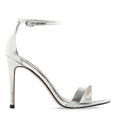 Steve Madden Stecy Metallic Faux-leather Sandals In Silver-synthetic