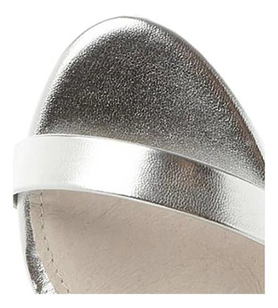 Shop Steve Madden Stecy Metallic Faux-leather Sandals In Silver-synthetic