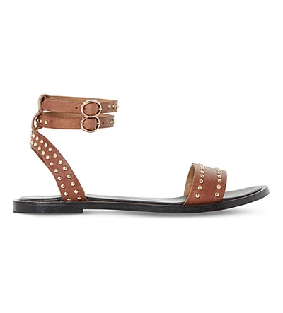Dune Lagoma Pin Stud Leather Sandals In Tan-leather