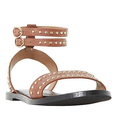 Shop Dune Lagoma Pin Stud Leather Sandals In Tan-leather