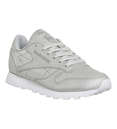 Shop Reebok Classic Metallic-leather Sneakers In White Diamond