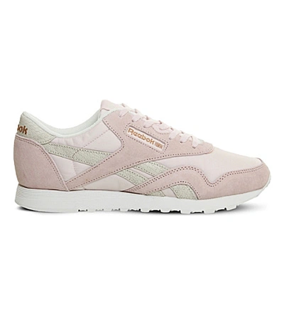 Reebok Classic Nylon Suede Trainers In Porcelain Pink White