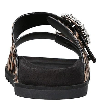 Shop Roger Vivier Slidy Viv Crystal-embellished Pony-hair Sandals In Beige Comb