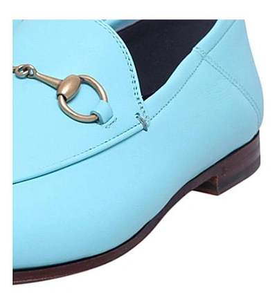 Shop Gucci Brixton Horsebit Leather Loafers In Pale Blue