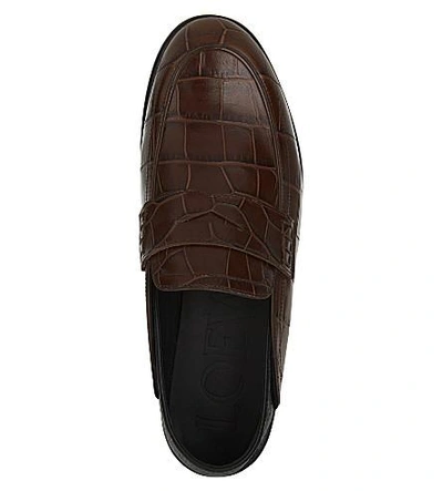 Shop Loewe Crocodile-embossed Leather Loafers In Brown/oth