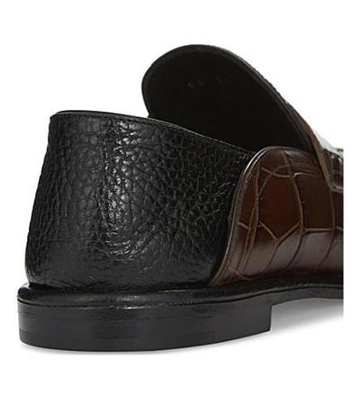 Shop Loewe Crocodile-embossed Leather Loafers In Brown/oth