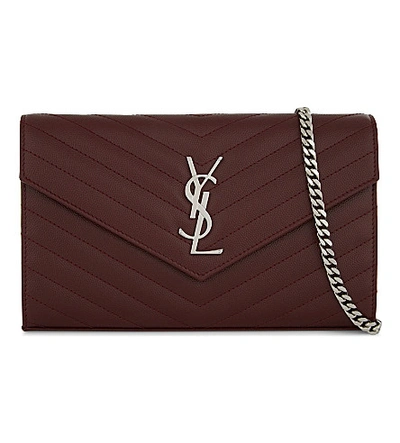 Saint Laurent Monogram Leather Cross-body Bag In Pallisandre