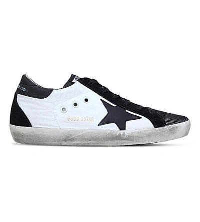 Golden Goose Superstar Leather And Mesh Sneakers In White/blk
