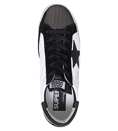 Shop Golden Goose Superstar Leather And Mesh Sneakers In White/blk