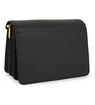 Shop Marni Trunk Medium Leather Shoulder Bag In Black