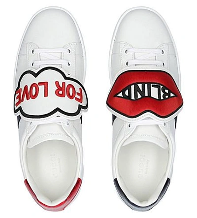 Shop Gucci New Ace Mouth And Cloud Leather Sneakers In White/oth