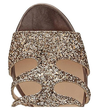 Shop Jimmy Choo Ren 35 Glitter-embellished Heeled Sandals In Antique Gold