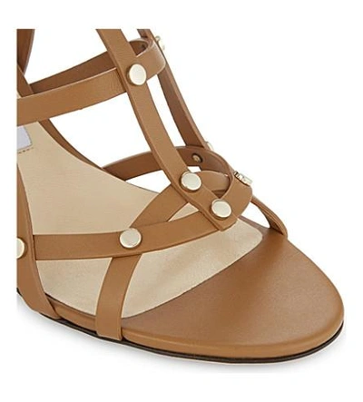 Shop Jimmy Choo Tina 65 Leather Heeled Sandals In Cuoio/light Gold