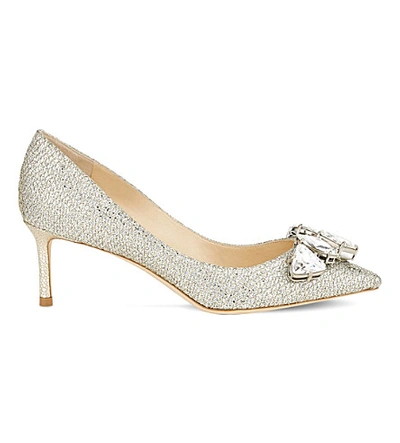 Shop Jimmy Choo Marvel 60 Woven-glitter Courts In Champagne/crystal