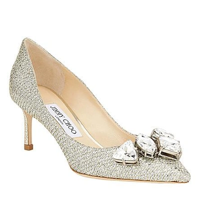 Shop Jimmy Choo Marvel 60 Woven-glitter Courts In Champagne/crystal