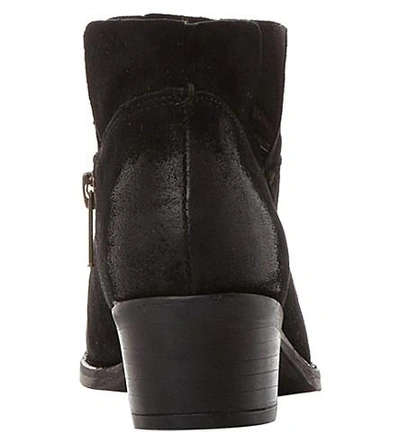 Shop Steve Madden Phoenix Cutout Suede Ankle Boots In Black-suede