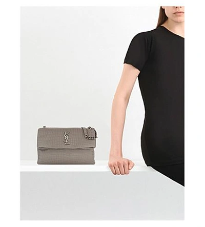 Shop Saint Laurent Monogram West Hollywood Leather Shoulder Bag In Earth